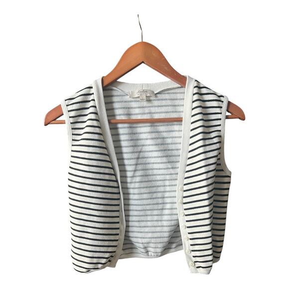 Atelier by Kirious Ladies Black & White Striped Vest Size L - Picture 1 of 5